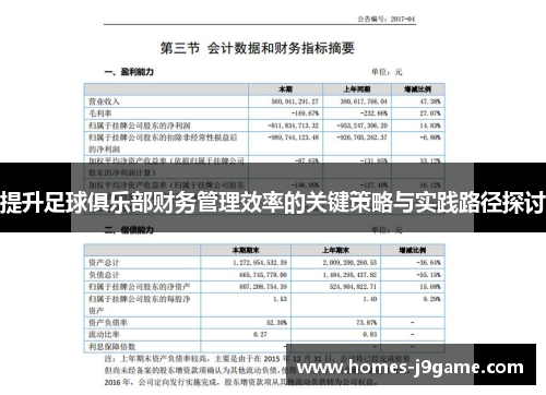 提升足球俱乐部财务管理效率的关键策略与实践路径探讨